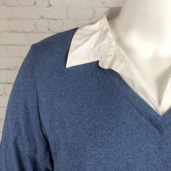 1X 3X Blue Heather Layered Look Top Plus Size - Picture 5 of 7